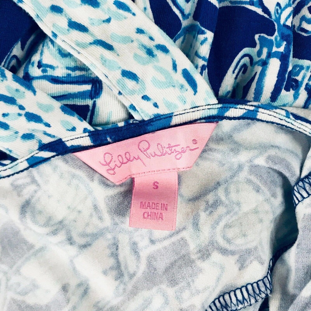 Lilly Pulitzer Small Dress Ophelia Get Trunky Blue Watercolor Elephant AZ28 - Picture 3 of 6